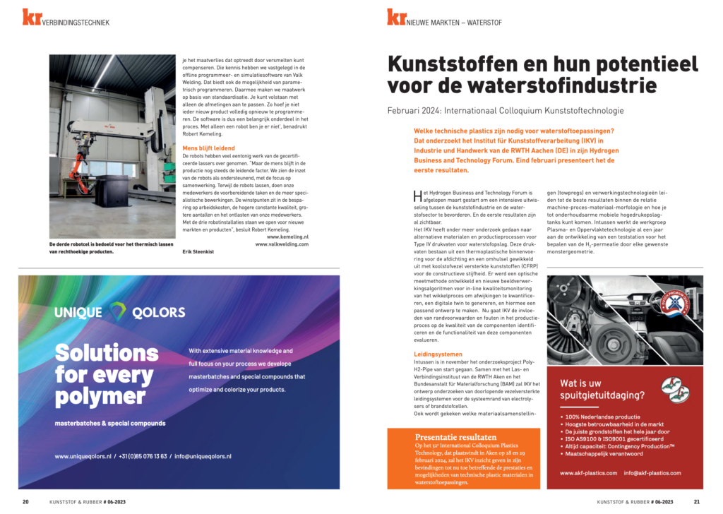 AKF Plastics in het nieuws - Advertentie Vakblad Kunststof en Rubber